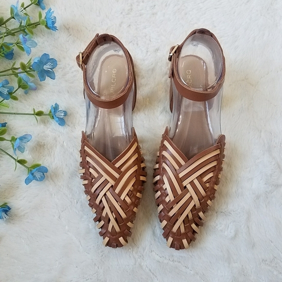 Pilcro Woven Leather Ankle Strap Sandals - Picture 3 of 9